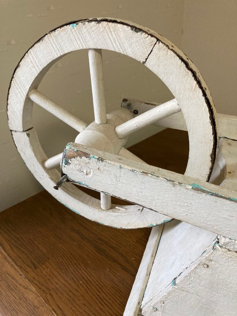 フランス アンティーク ホワイト ペイント 木製カート 手押し車 花車プランター