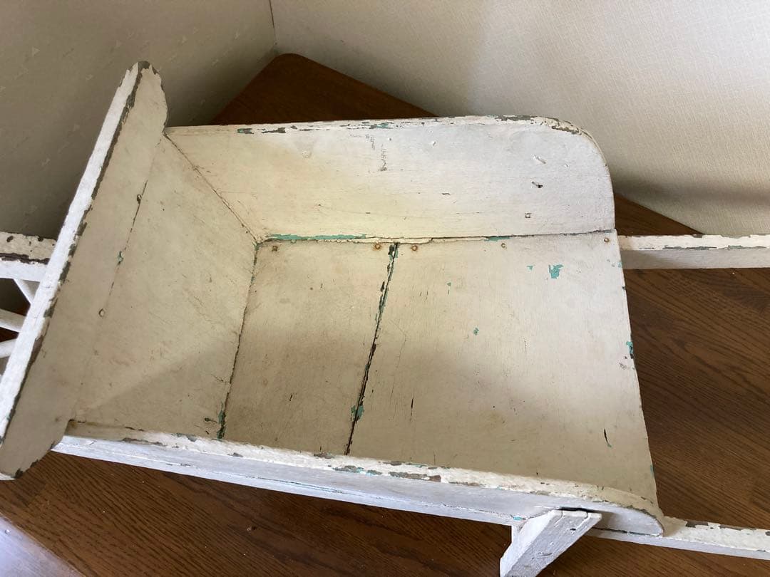 フランス アンティーク ホワイト ペイント 木製カート 手押し車 花車プランター