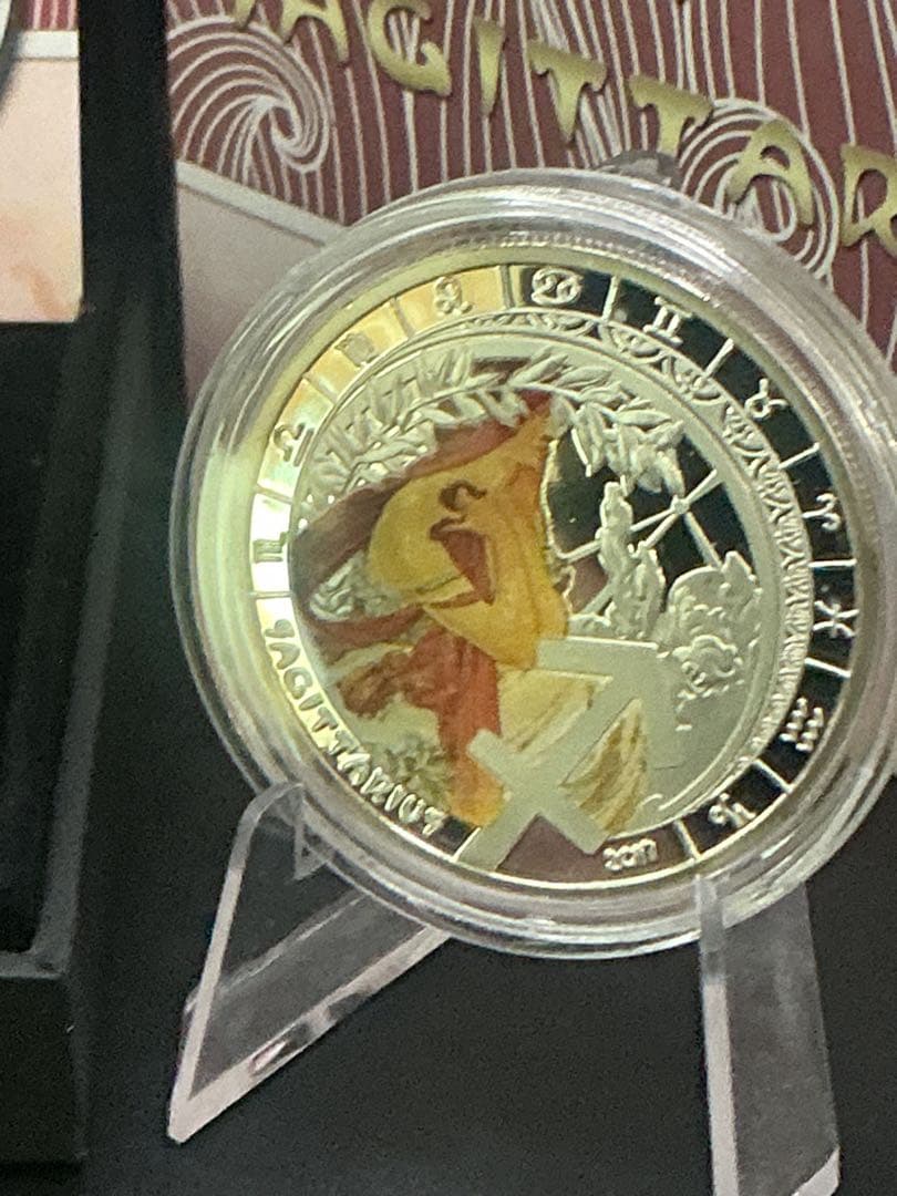 ミュシャ × 黄道十二宮 ―射手座、Sagittarius　銀メッキ付き白銅貨