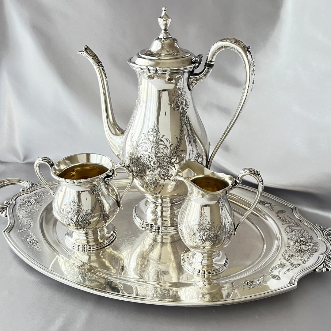 【Wilcox】【Lady Mary】コーヒーサービス 3点 果実のレリーフ