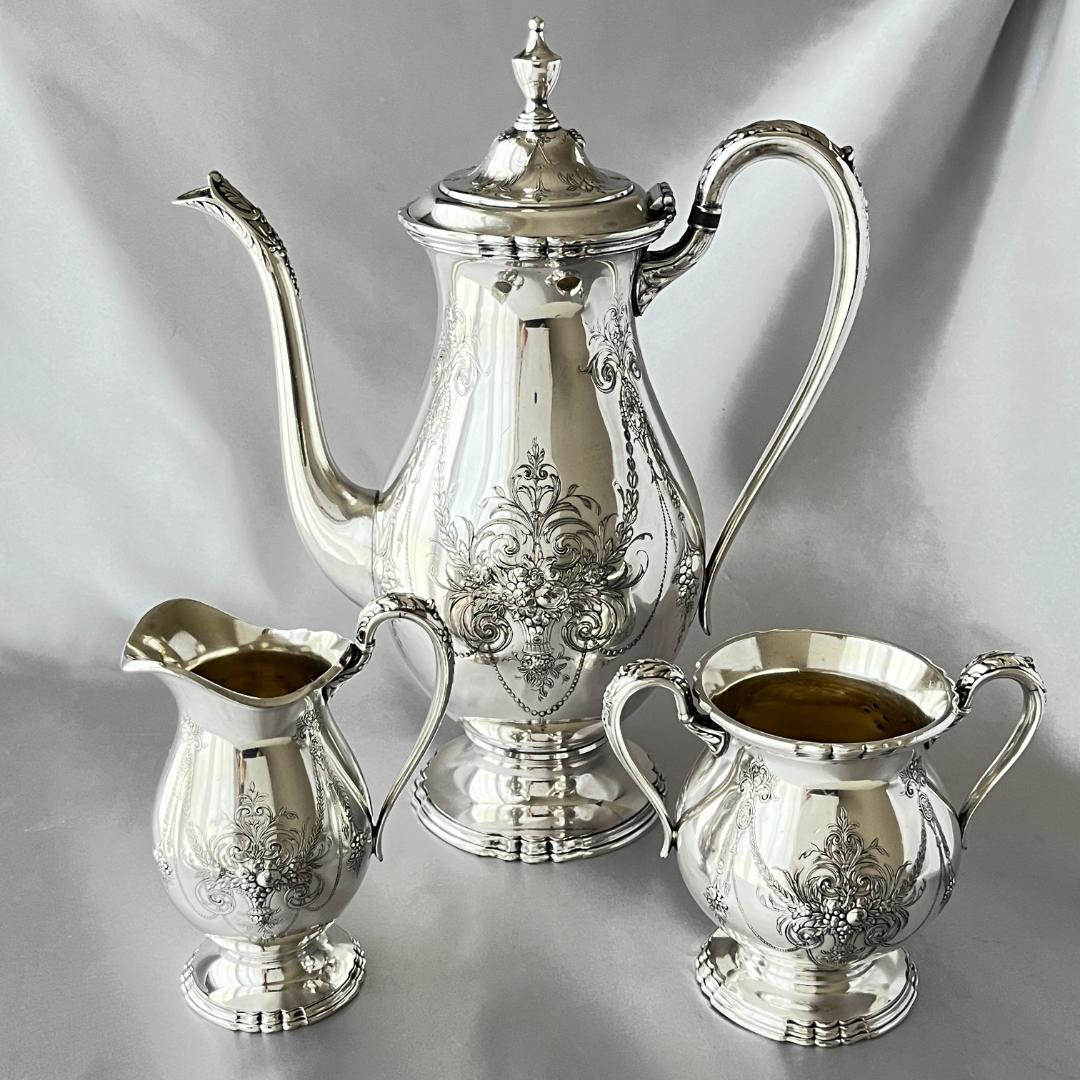 【Wilcox】【Lady Mary】コーヒーサービス 3点 果実のレリーフ