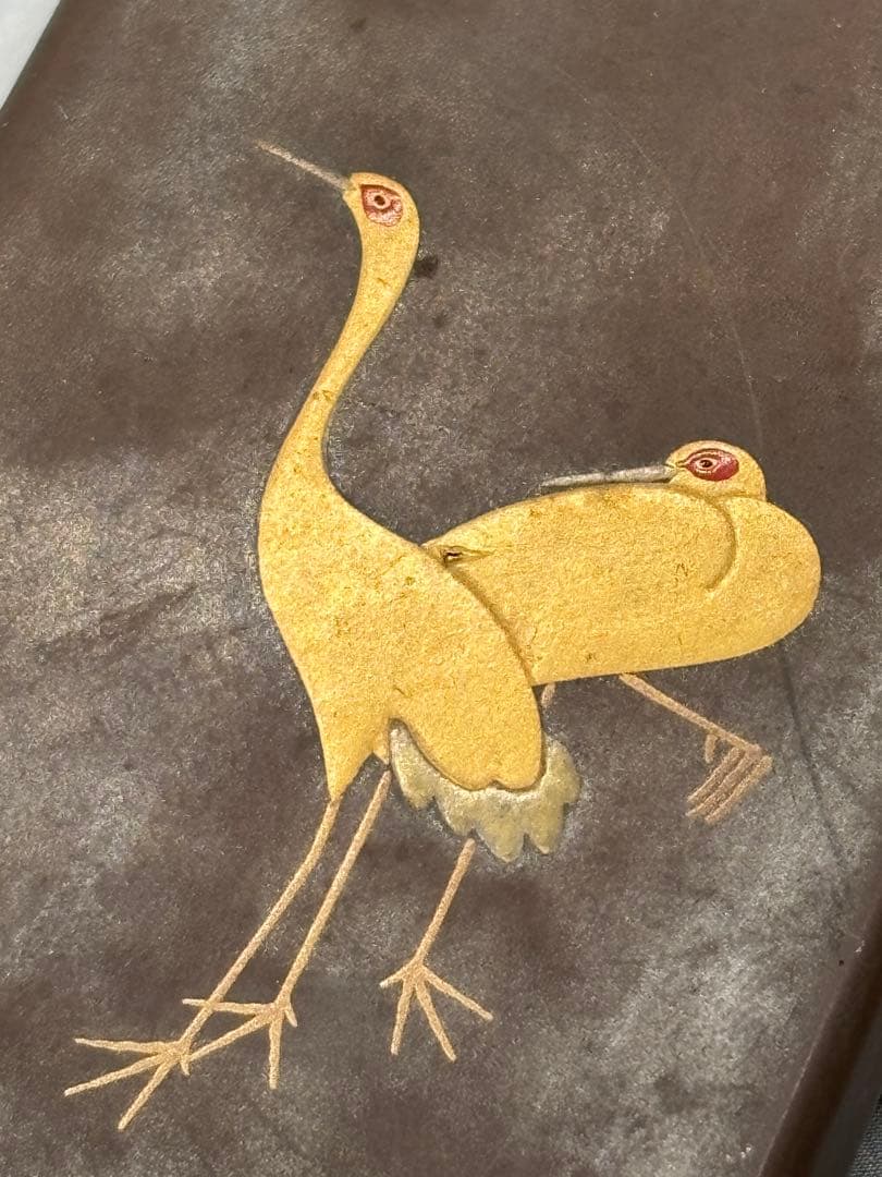 【吉祥鶴~金蒔絵小函】神韻縹渺の香合・古美術品・木調漆器・伽羅・香木沈香・茶道具