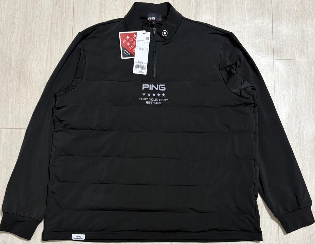 【新品・タグ付き】PING ハーフジップシャツ　ゴルフウェア　ブラック　Lサイズ