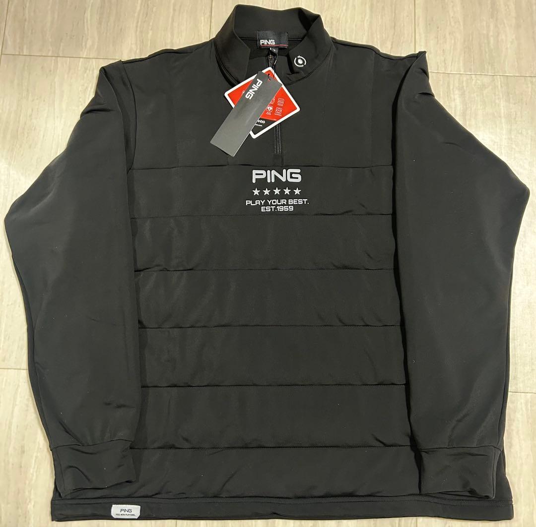 【新品・タグ付き】PING ハーフジップシャツ　ゴルフウェア　ブラック　Lサイズ