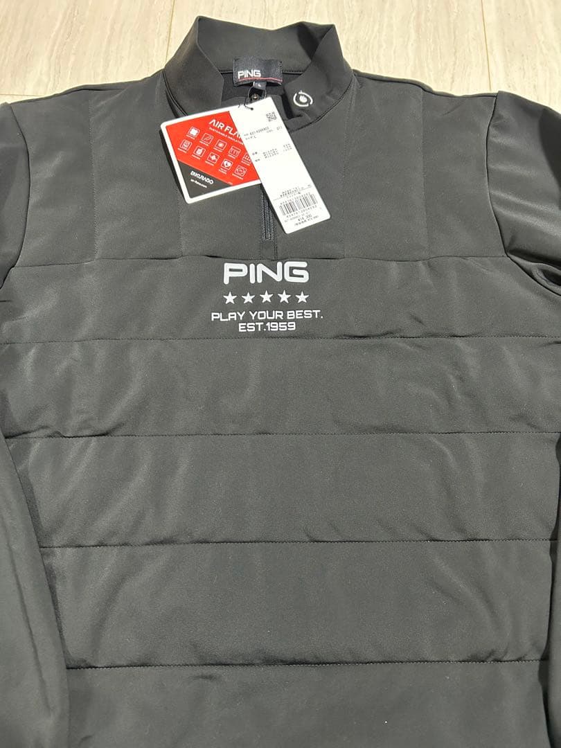 【新品・タグ付き】PING ハーフジップシャツ　ゴルフウェア　ブラック　Lサイズ