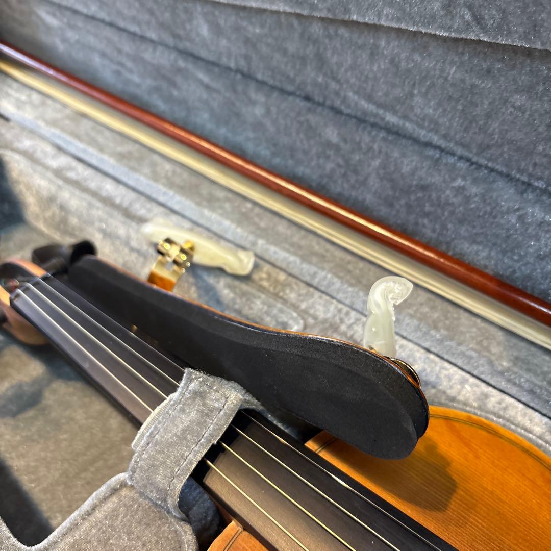 バイオリン 初心者セット 指板マークチューナー 予備弦セット付きブラウン ケース