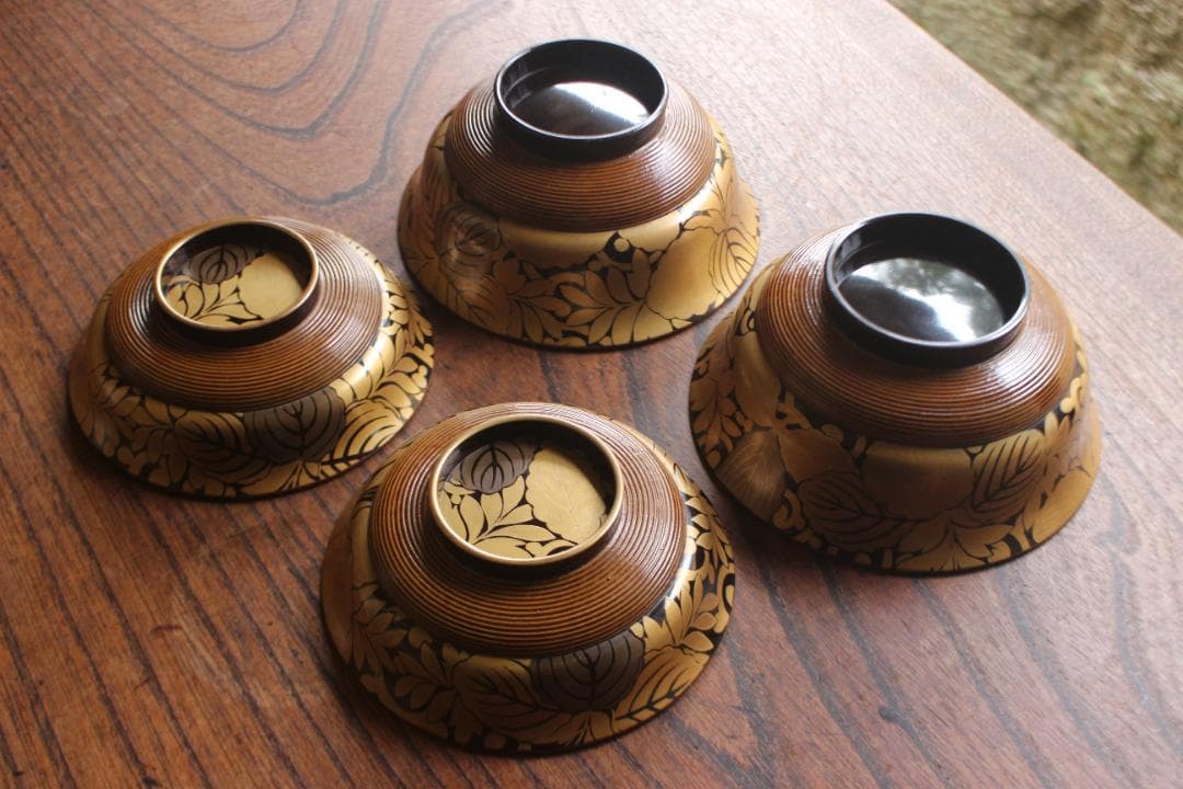 時代逸品！風情ある千筋糸目に極上桐花蒔絵の映えるお椀2点（検輪島塗懐石椀雑煮椀