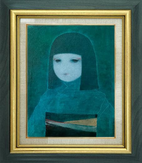 ❤️新作 油絵 菅家令子絵 絵画インテリアF6-010526 市松日本人形可愛い