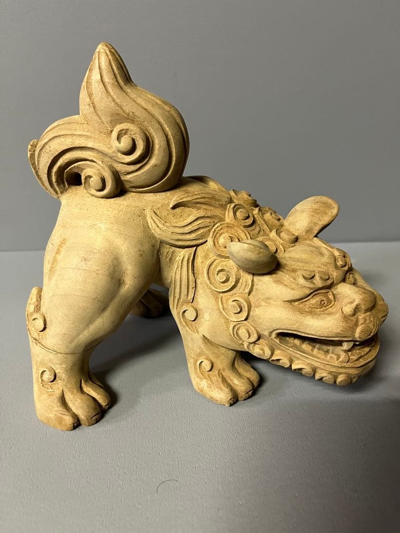 木彫り　獅子像　１対　35