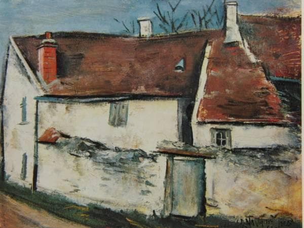 荻須 高徳、白い家、希少画集より、 新品高級額装付