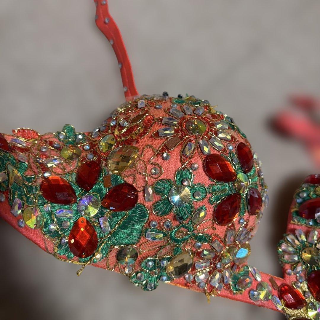 ベリーダンス用コーラルピンクブラ