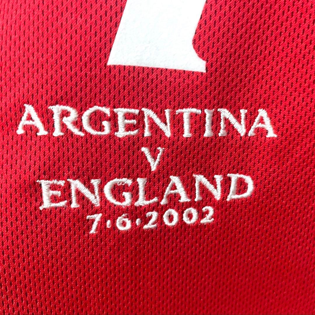 【新品タグ】02W杯ベッカム英アウェイ試合詳細刺繍　アルゼンチン戦