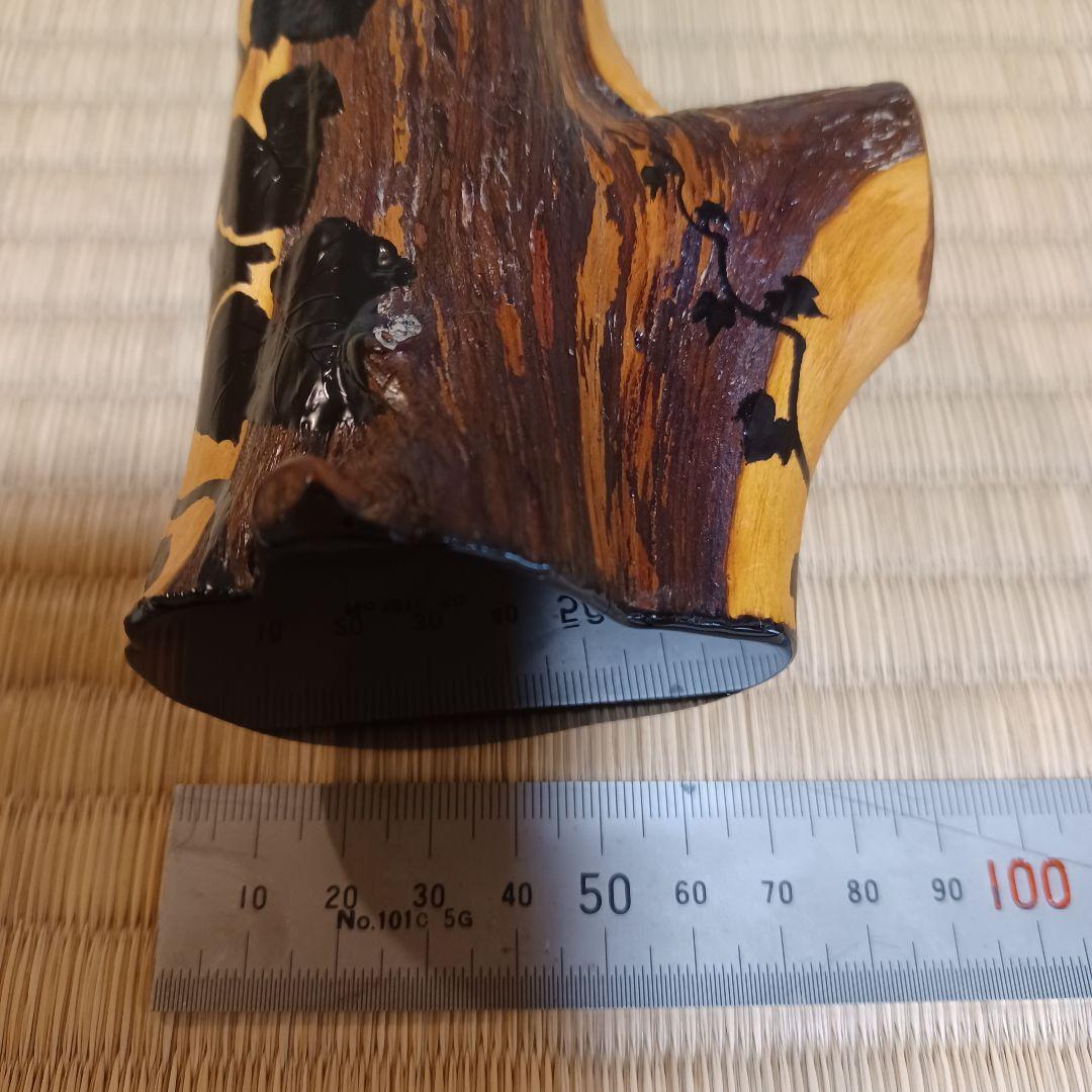 銀金具　蔦漆絵　掛花入　銀落とし　桐箱有　茶道具　漆芸　漆器　木製　⑲