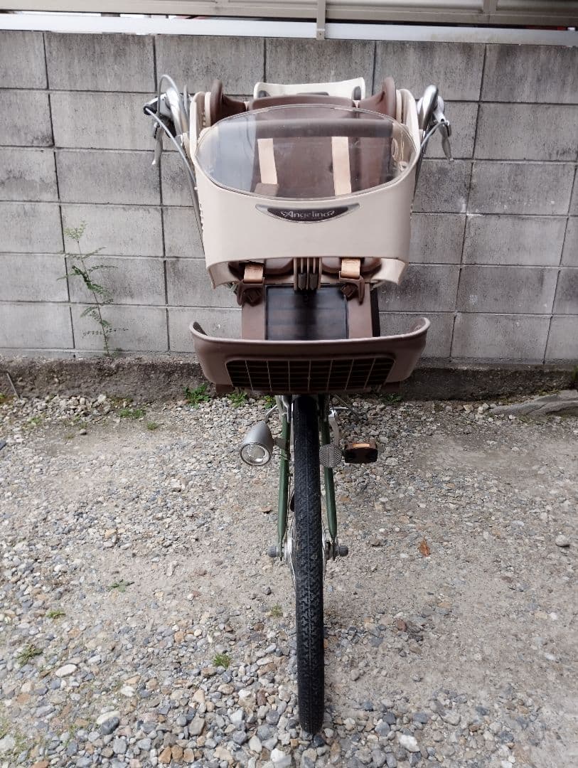 【ブリジストン】緑色シティサイクル チャイルドシート付き 子供乗せ自転車