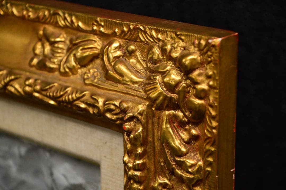 【真筆保証】鈴木千久馬 果物 静物画 P8 金彩 彫刻 無垢額 壁飾り