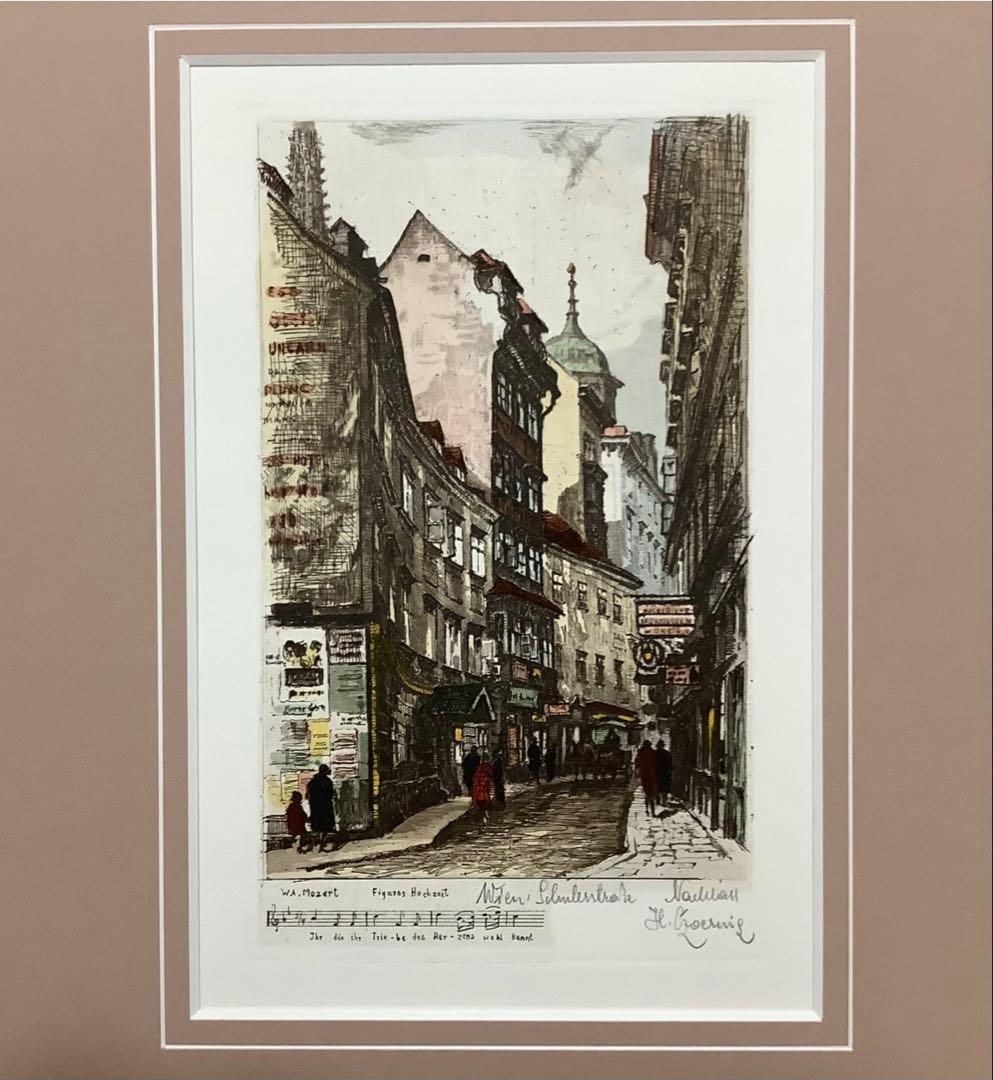 絵画。額縁、銅版画®ナハラス・チャールニッヒ．モーツアルト.フィガロの結婚