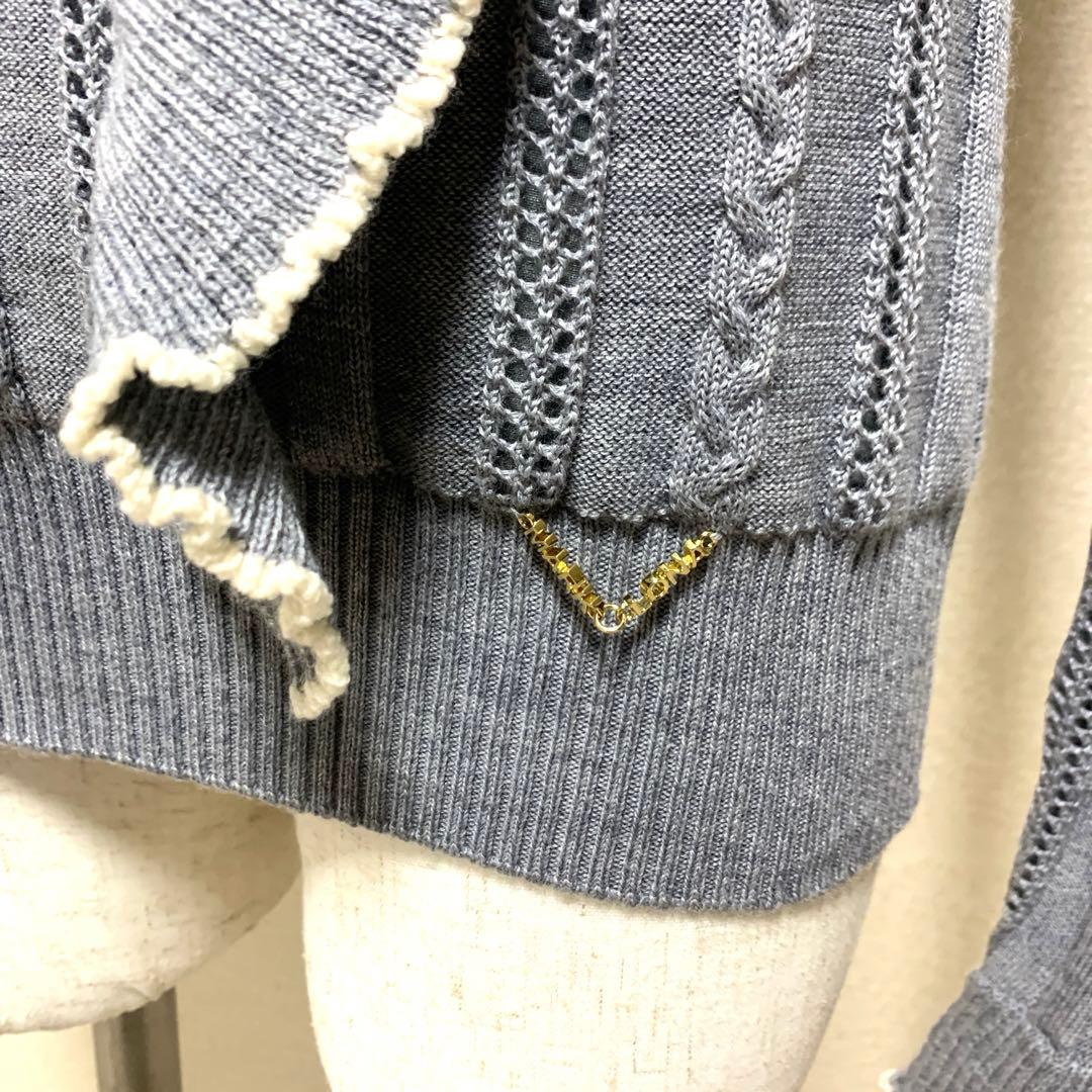 【新品未使用】MARK & LONA フリルアイレットニット 38 裏地付