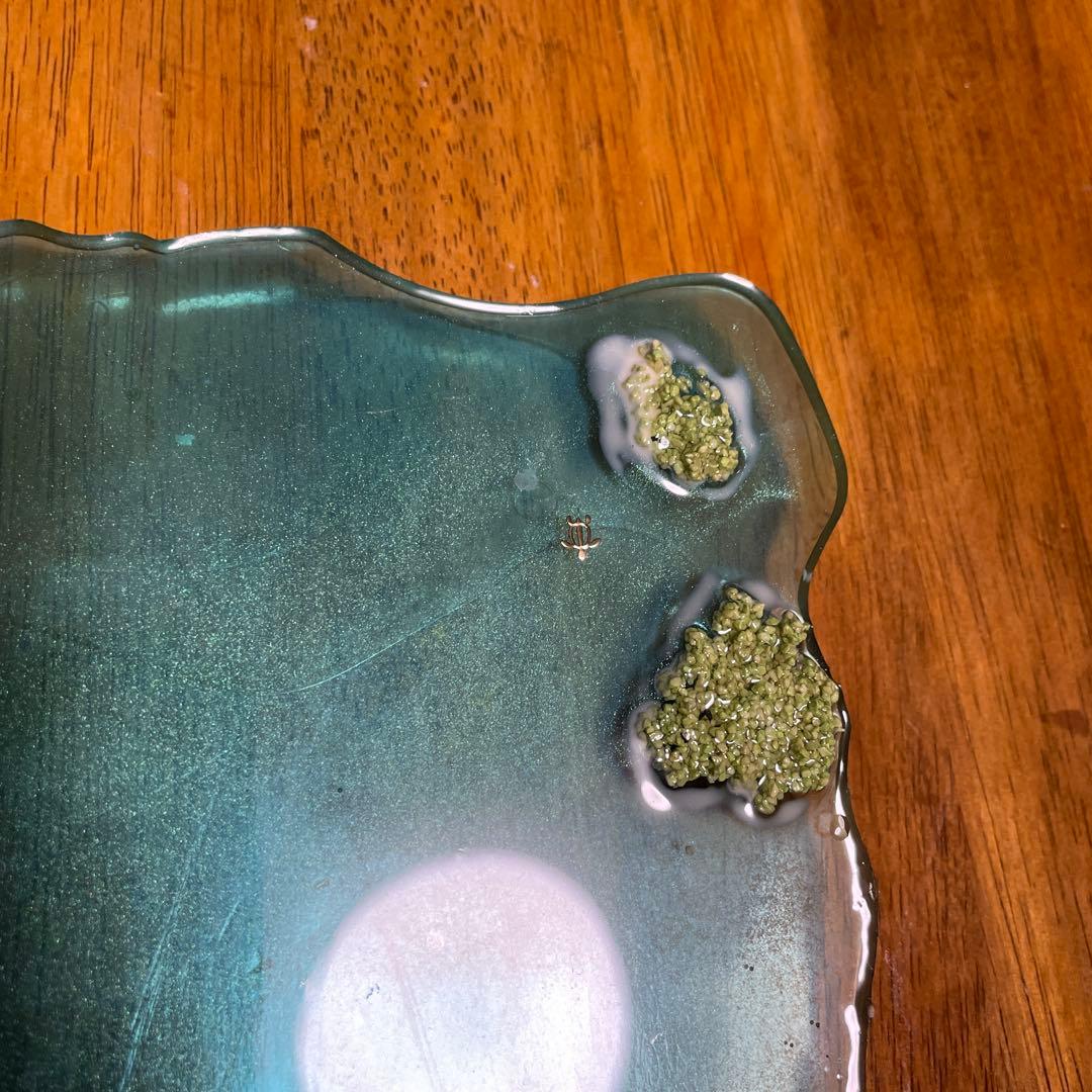 Aloha装飾プレート 青緑色　Hawaii レジン