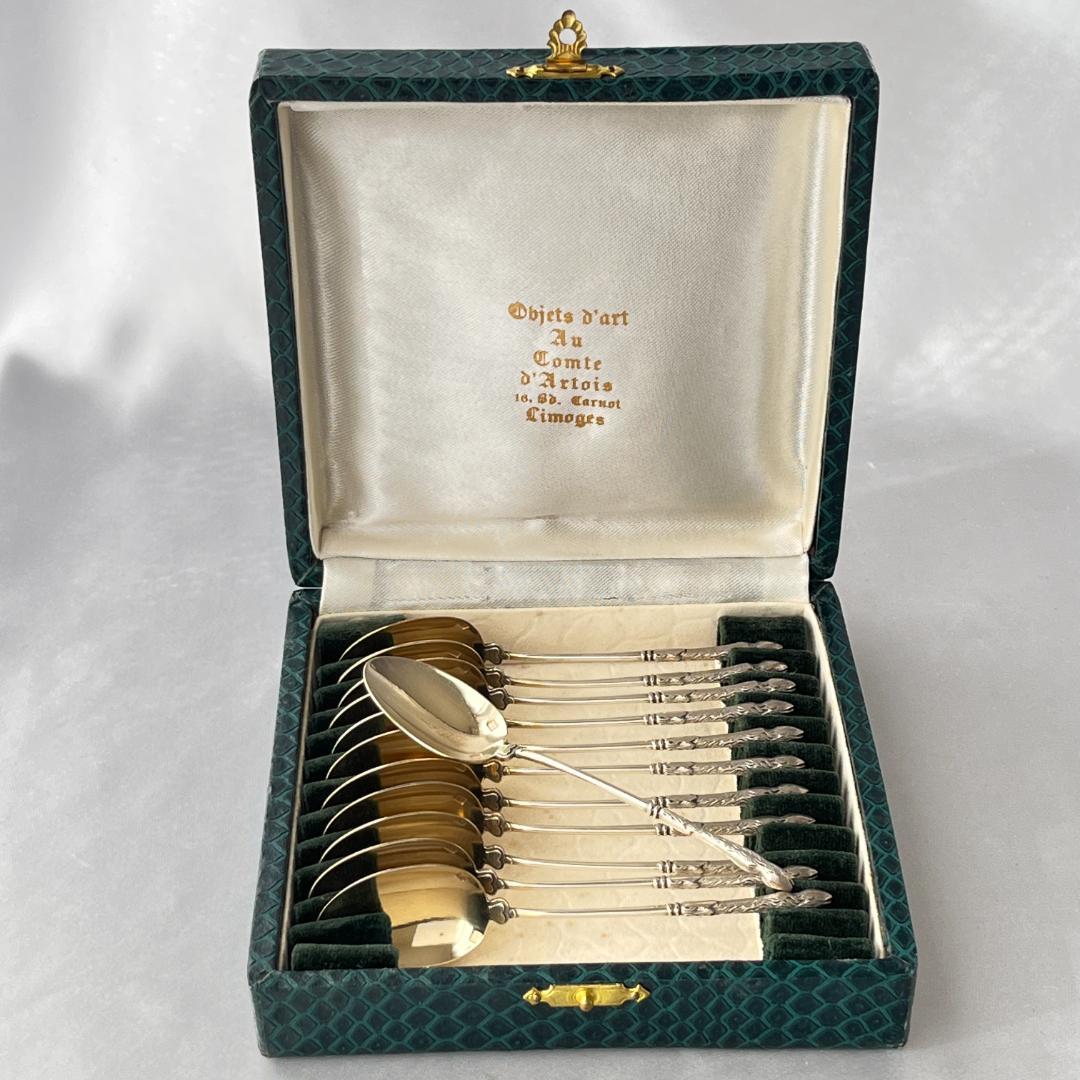 【仏蘭西】 コーヒースプーン　12本【シルバープレート】ケース