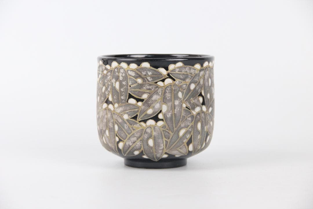 京焼　八世乾山　山本如仙作品　笹　雪笹絵　共箱　茶道具 本物保証 EN21-27