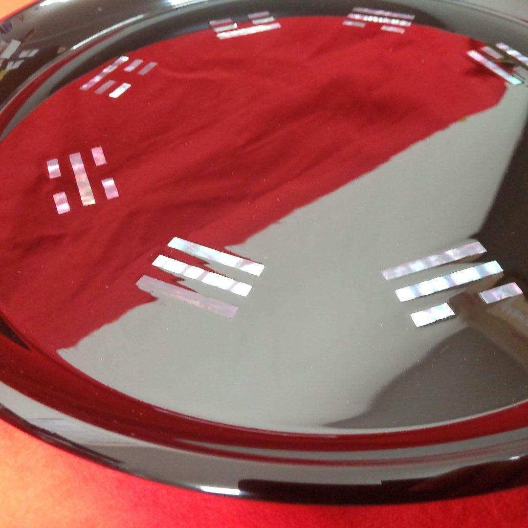 茶道具☆八卦盆（真塗螺鈿）、 大圓盆（真塗 淡々斎好 ） 2点セット