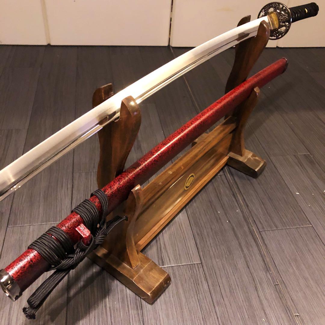 陸奥守吉行　高級模造刀　坂本龍馬拵え　居合刀　優乱刃紋　朱拵え　合金刀身