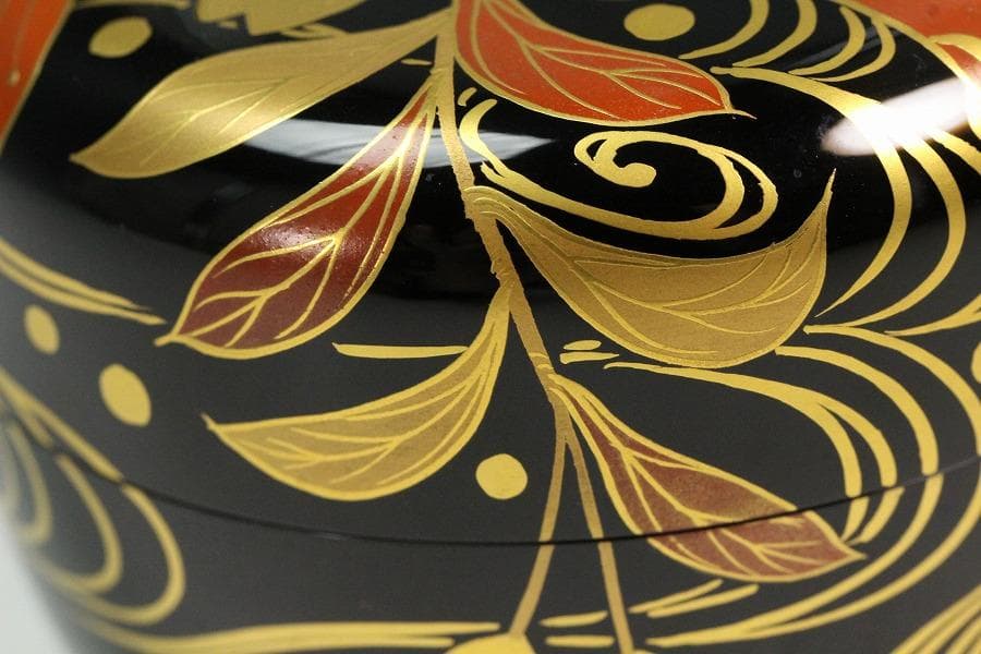 茶道具 花筏蒔絵 乾漆大棗 塗師 奥津一心斎作 共箱 美品(Ｋ-LC711)