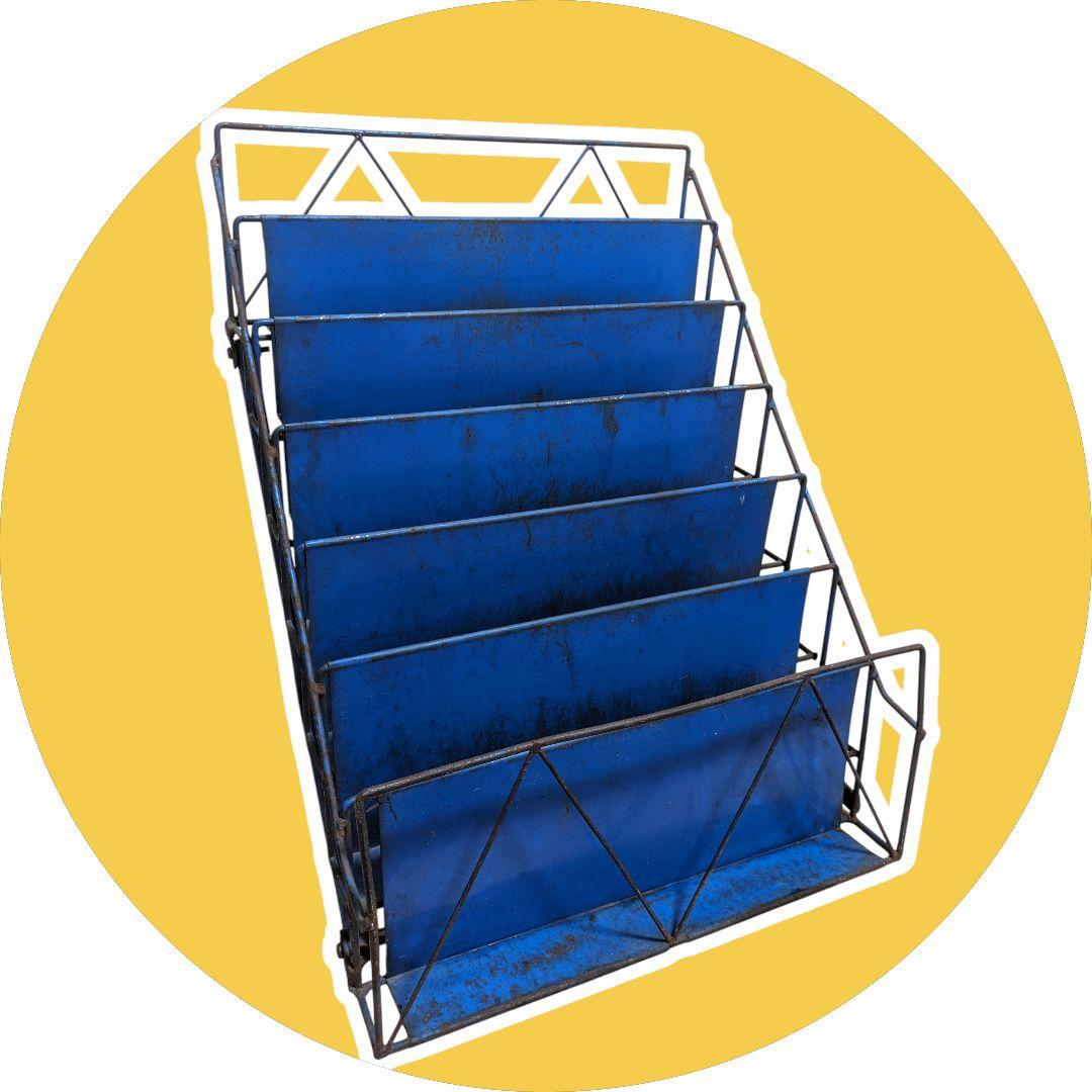 昭和レトロ　ブックスタンド　ブルー　昔、病院や床屋、喫茶店にありました