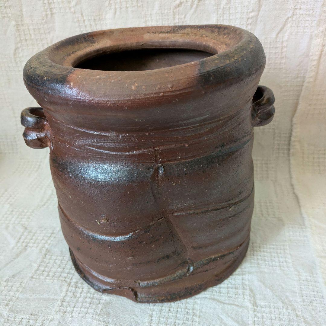 備前焼　佐藤苔助　水指　耳付　茶道具