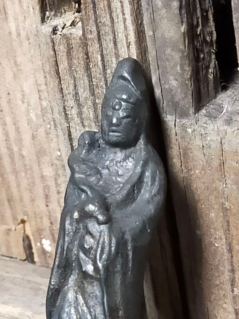 ♥小さな　観音像　銅製　観音様　仏像　仏壇　仏具　骨董　古玩　中国　レトロ