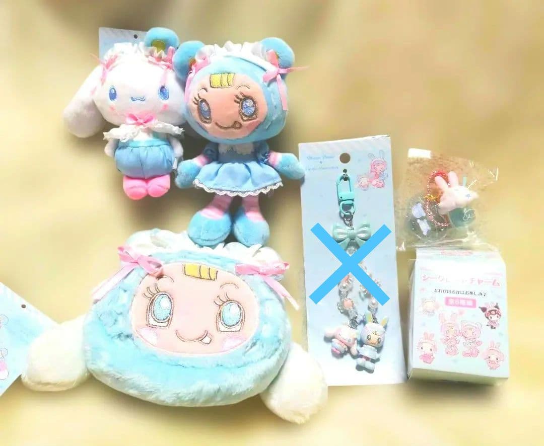 メゾピアノ　シナモロール　ブルーベリエちゃん　マスコットホルダーポーチ他　3 点