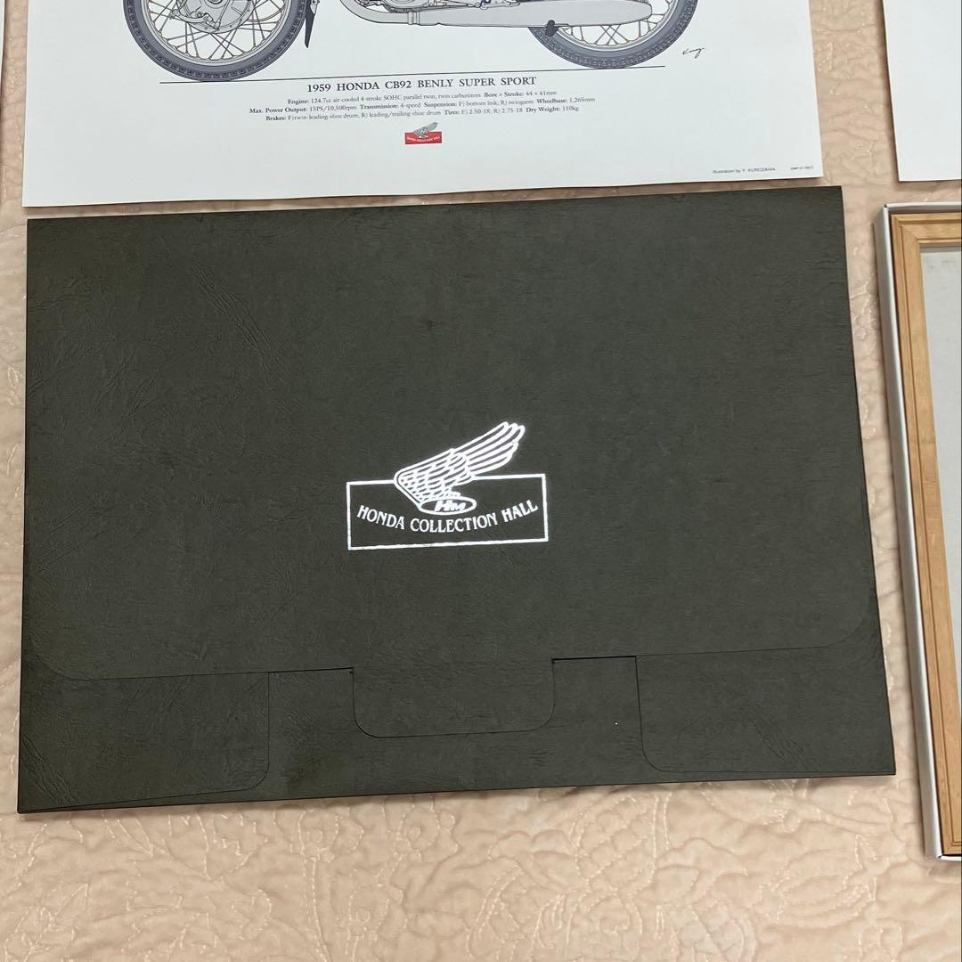 ホンダ　バイクと車のイラストレーション18枚と額