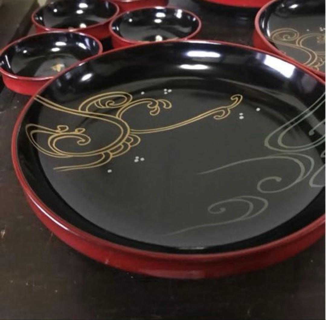 美品　輪島塗　蒔絵　当時物　漆器　刺身皿　取り皿　銘々皿　お祝い事　共箱付き