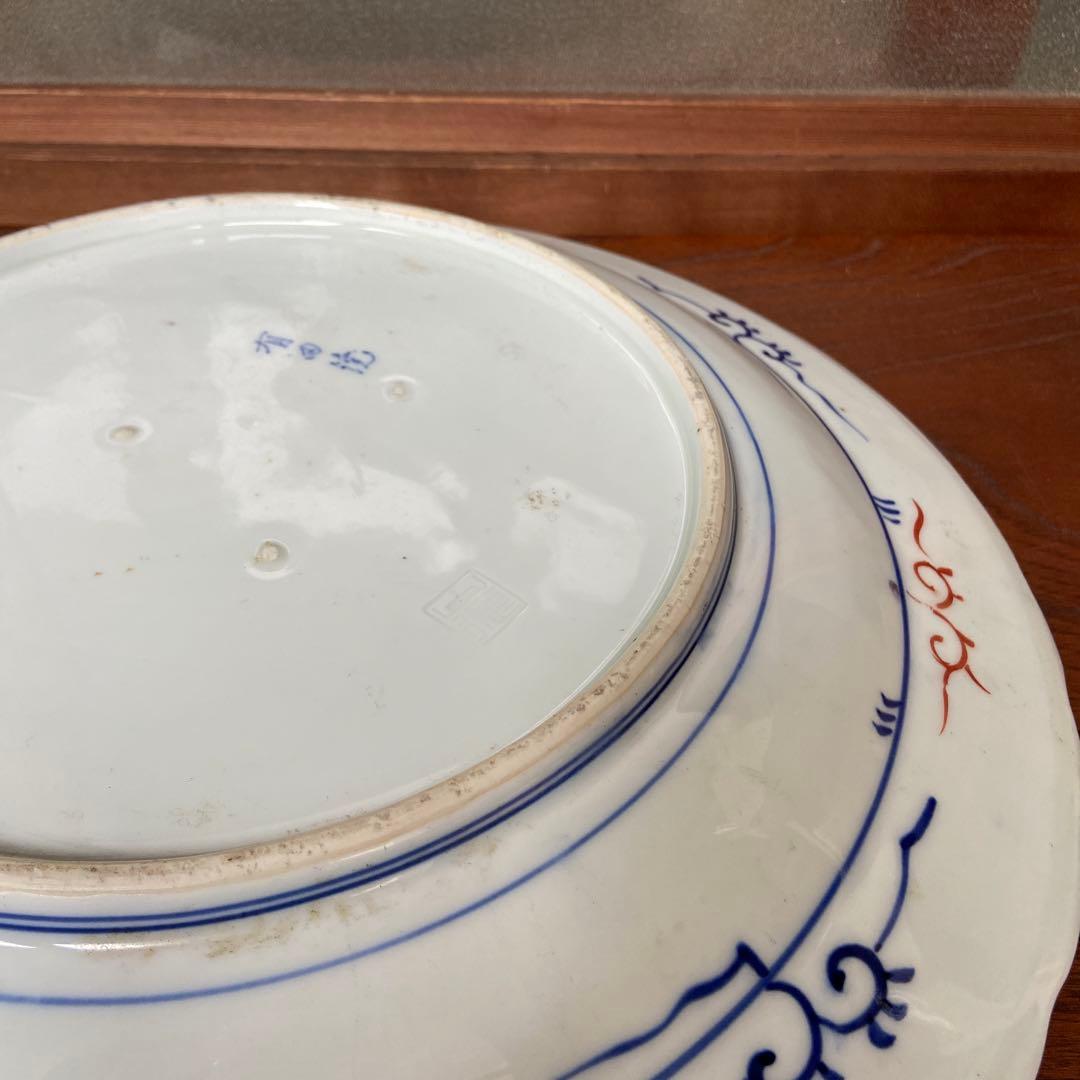 有田焼色絵扇面巻物の図大皿ニ枚