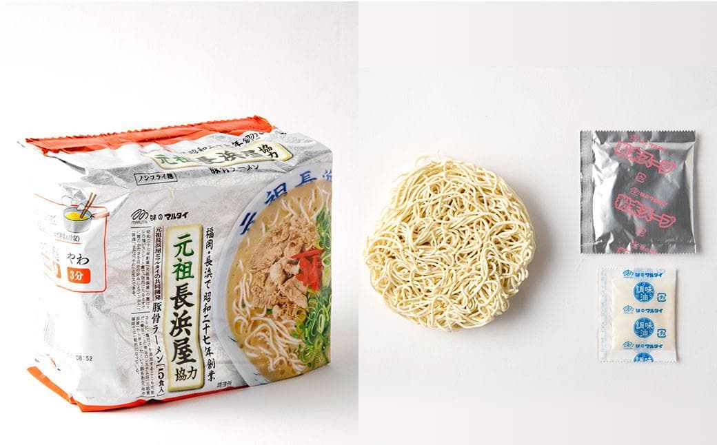 袋めん　元祖長浜屋協力豚骨ラーメン 3箱買い90食 ５食＊18袋 １食分￥150