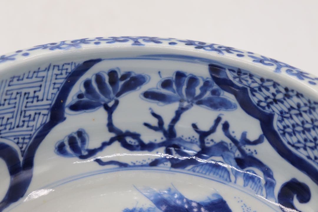 江戸　伊万里　染付　鶴紋大鉢　送料込み1121