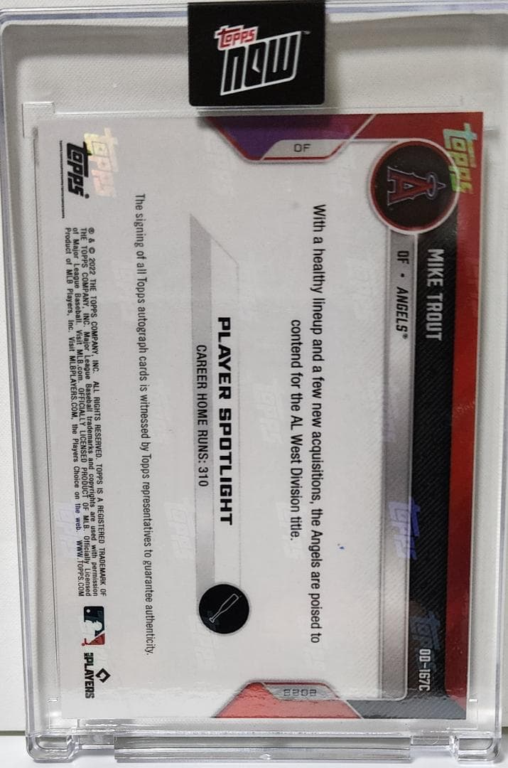 MLB☆マイク・トラウト 22 Topps Now 25枚限定直筆サインカード