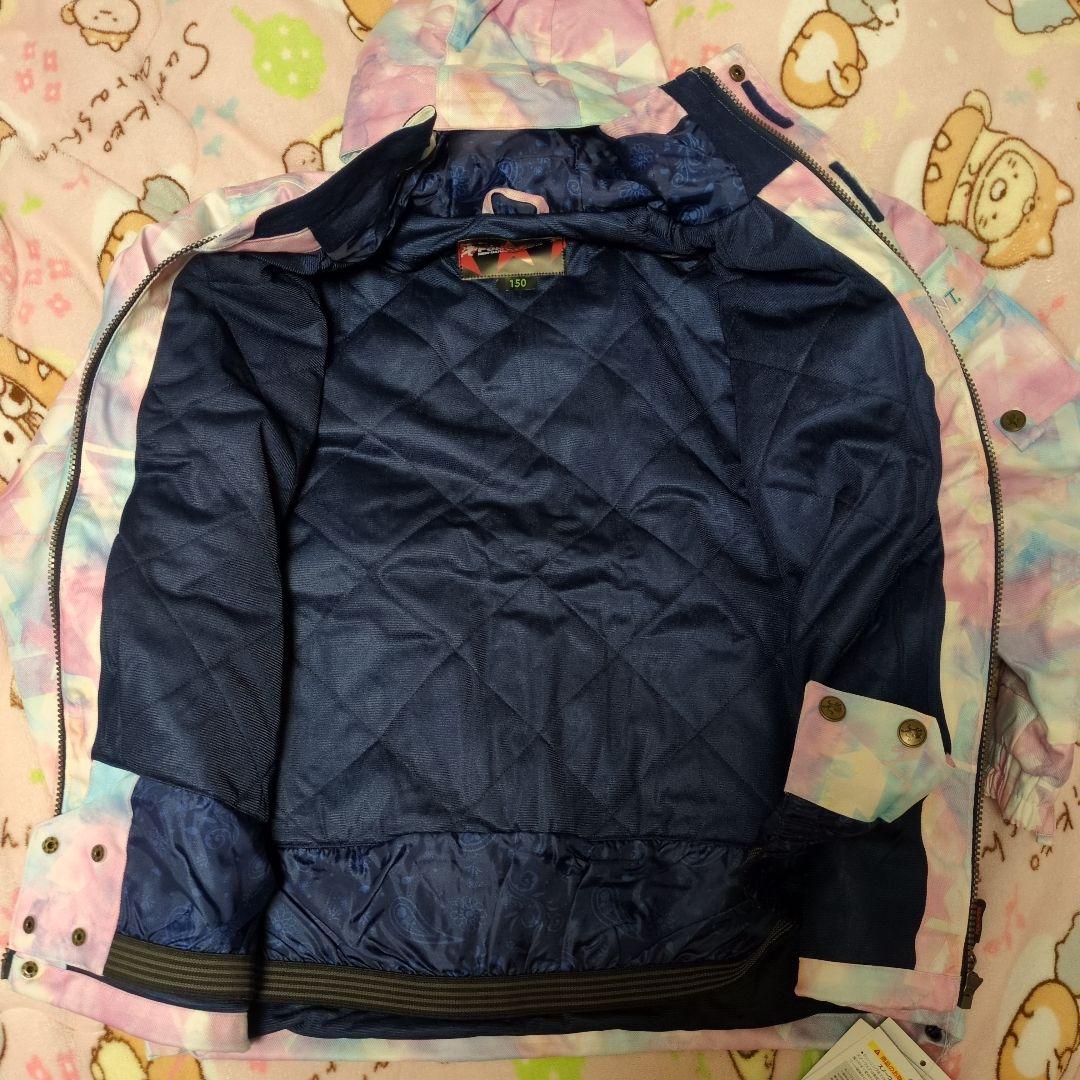 新品　１６０センチ　子ども用スノーボードウェア ピンク・ブルータイダイ