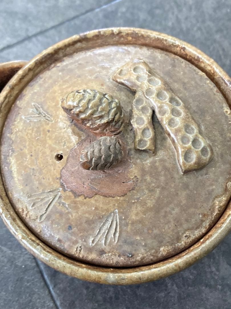 値下げ！備前焼 宝瓶 登り窯 松ぼっくり　手びねり 急須 陶磁器　煎茶　茶器