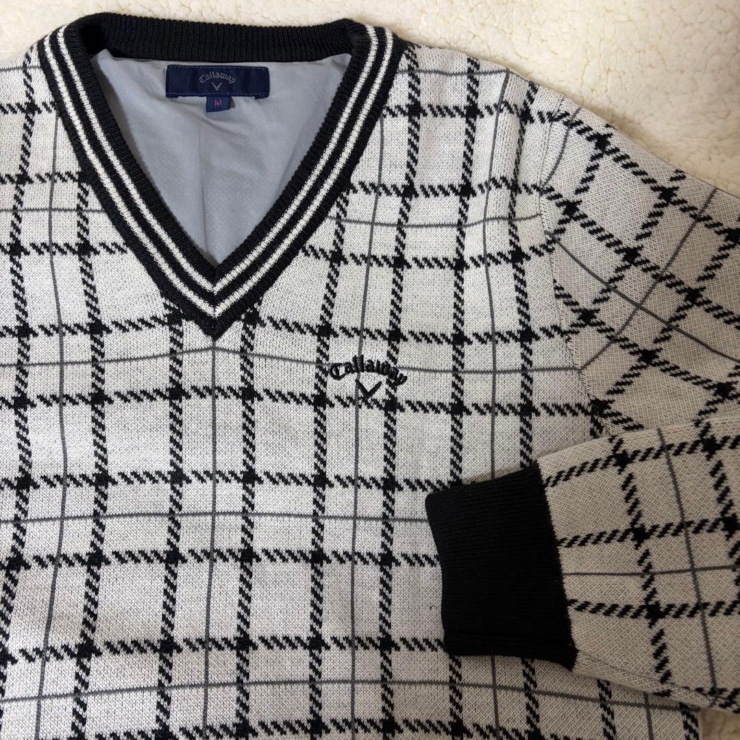 Callaway チェック柄 Vネックセーター