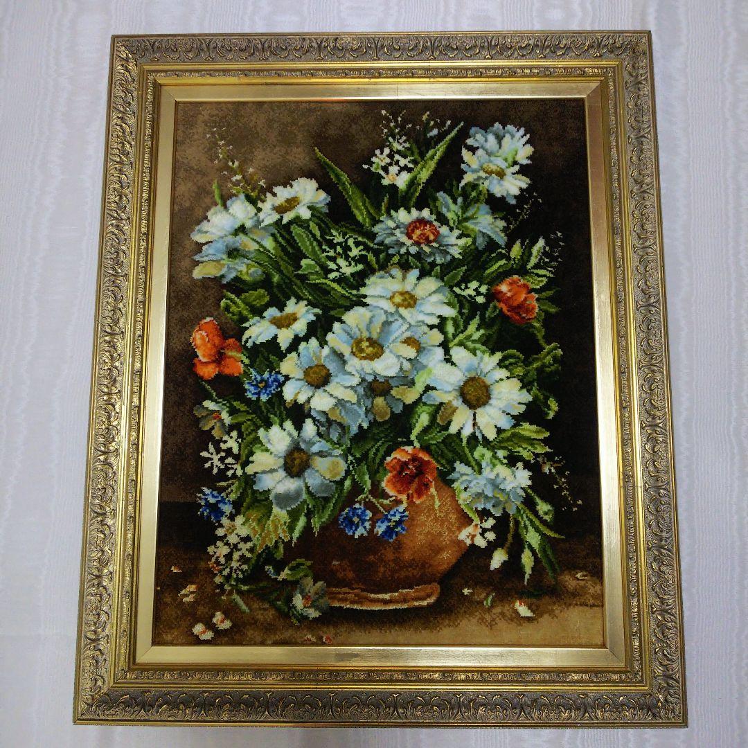 手織りペルシャ絨毯　タブリーズ産絨毯絵画　ウール&シルク