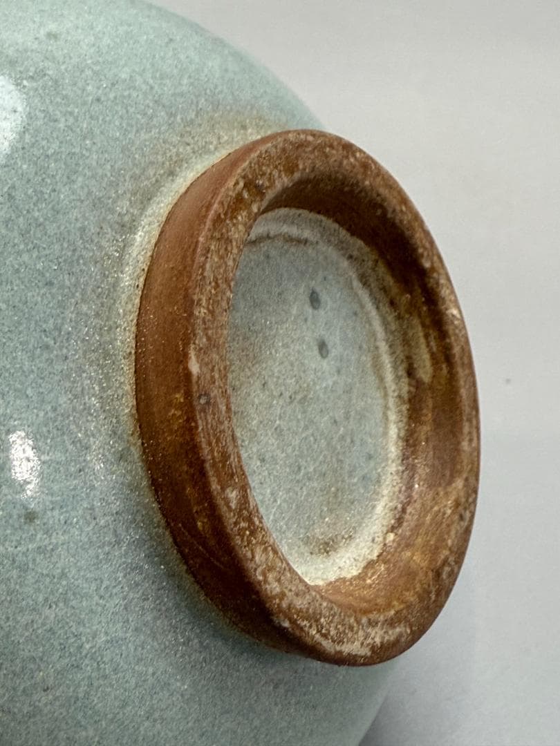 中国美術 澱青釉 紫紅斑 水盂 高さ9.6cm 小壷 茶入 DT075