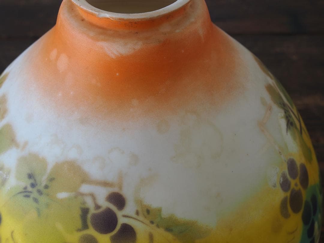 磨りガラスにブドウの模様 アール・デコ ランプシェード電笠 工藝/K399