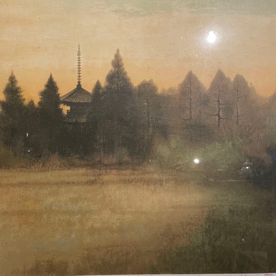 鈴木竹柏　リトグラフ　耀く　日本画　サイン入　EA版　額付　25.12.7−1