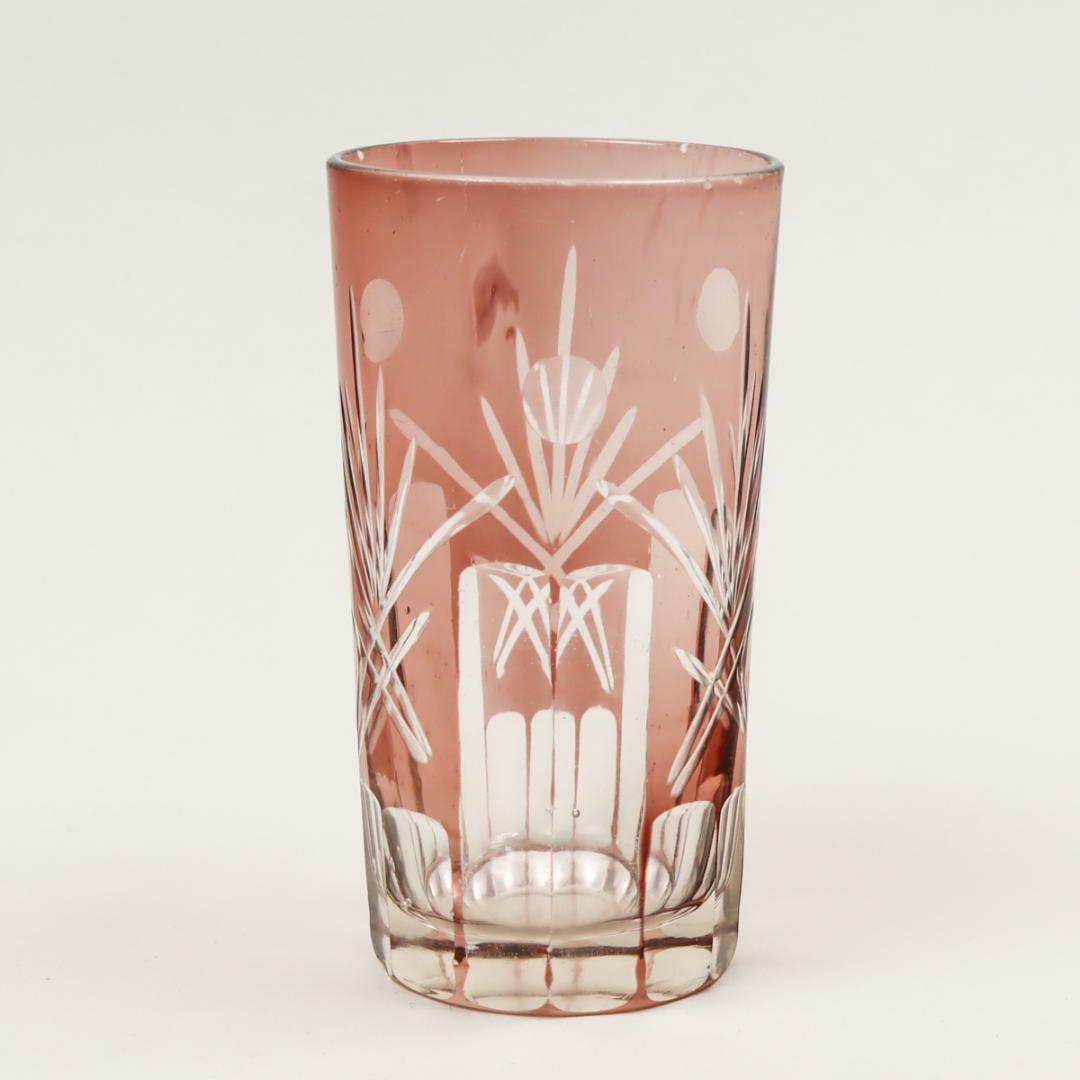 紫切子 レトロ硝子 コップ 昭和レトロ ウランガラス