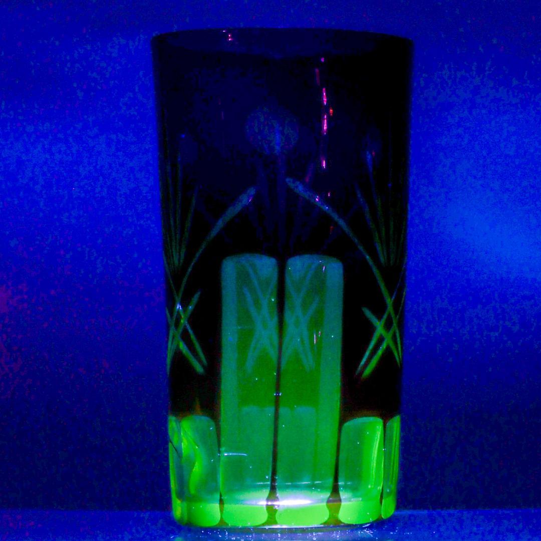 紫切子 レトロ硝子 コップ 昭和レトロ ウランガラス