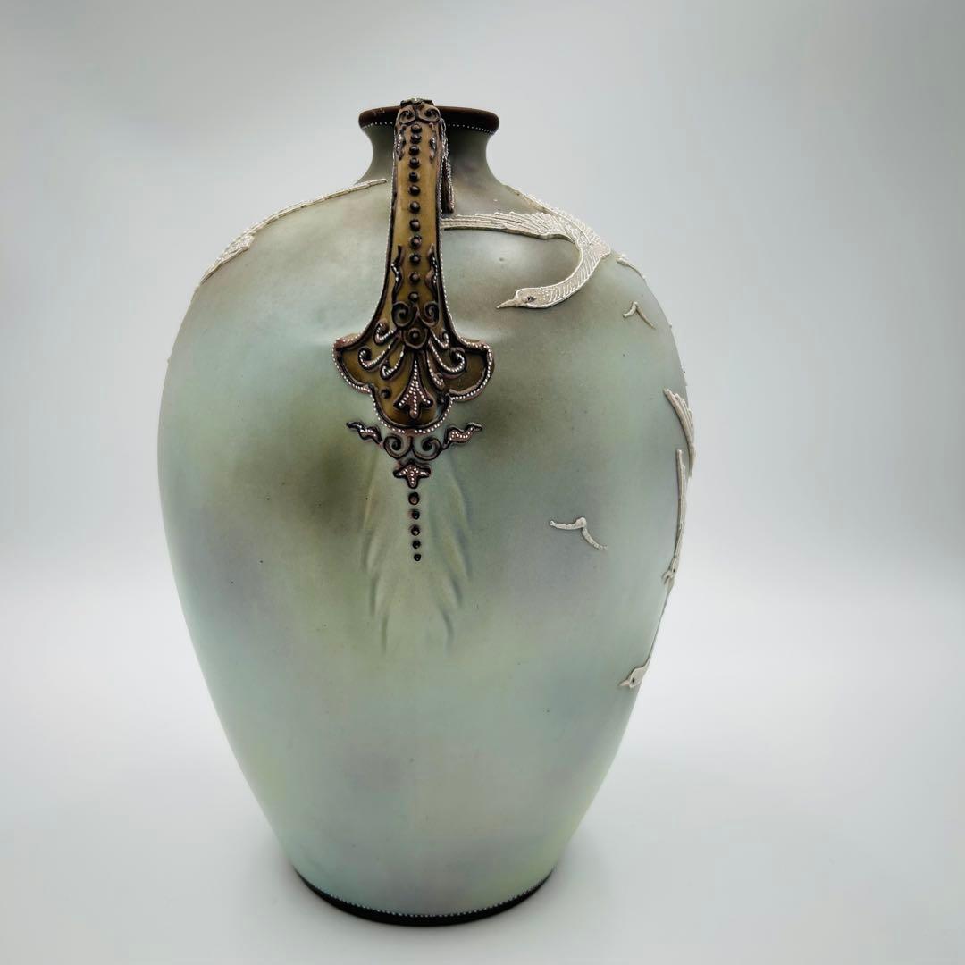 【オールドノリタケ　盛り上げフライングスワン　メープルリーフ】1891〜1911