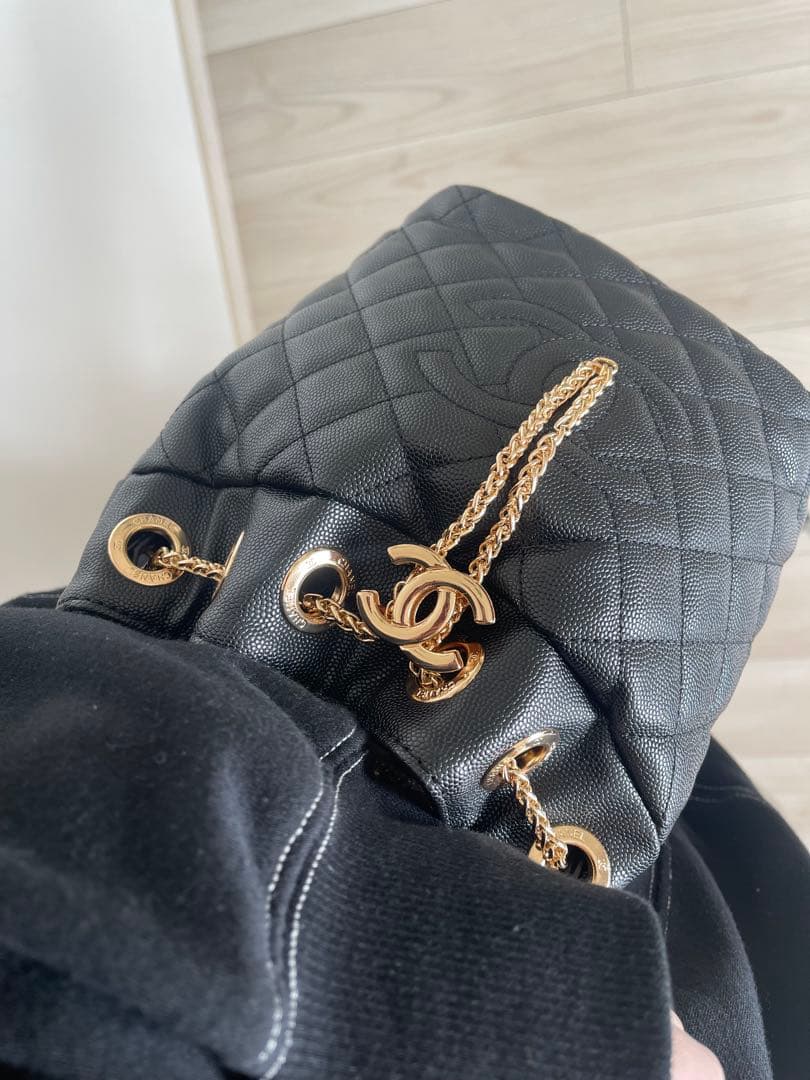 CHANEL 巾着ショルダーバッグ　ブラック　2way