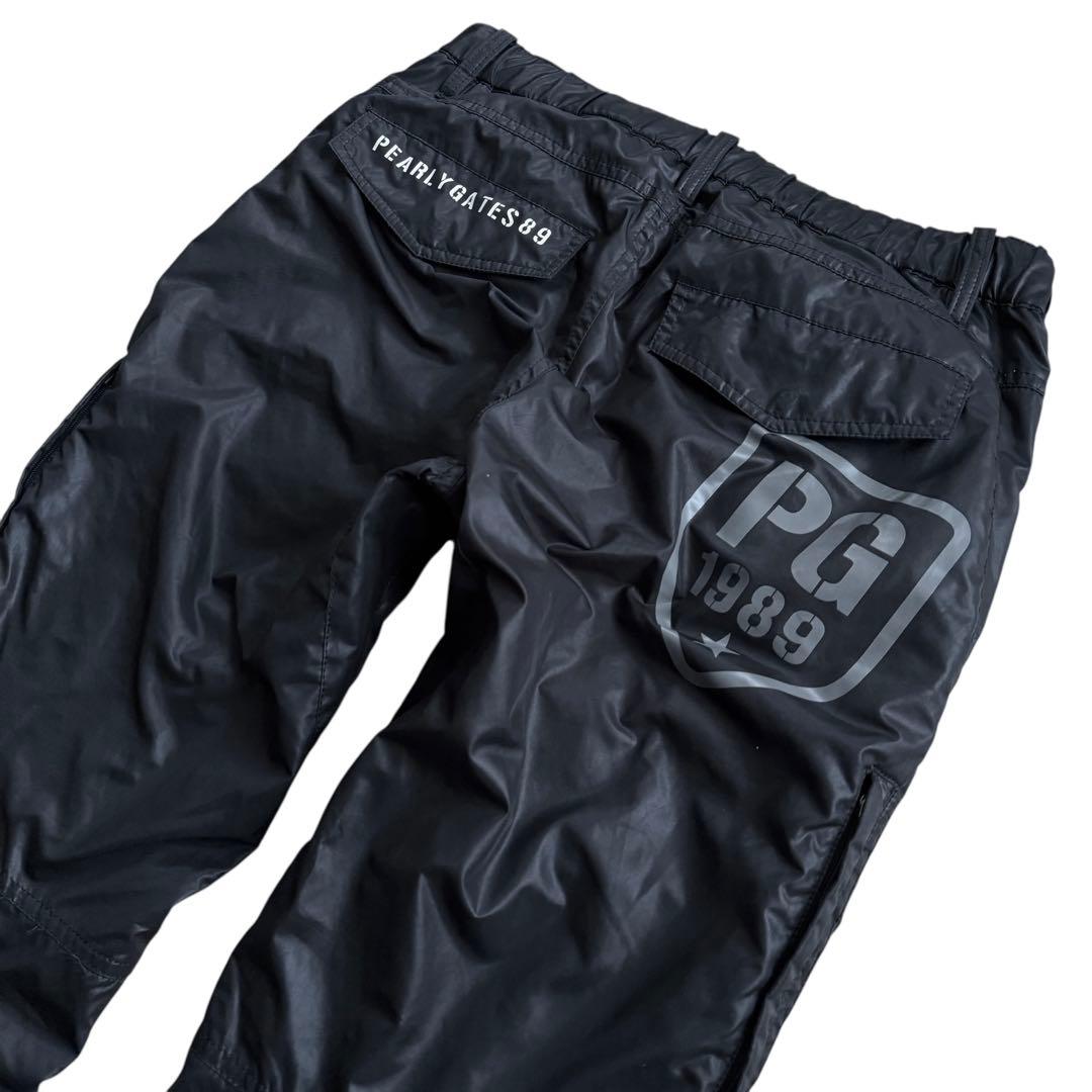 パーリーゲイツ 中綿 ナイロンパンツ ロゴ入り 5サイズ メンズL 黒 冬ゴルフ