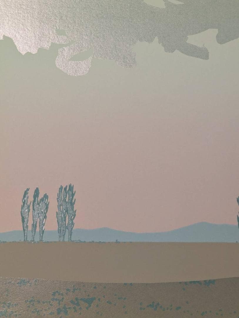 【真作】版画　本間武男　シルクスクリーン　ふる里Ⅱ　北海道の風景　Z1